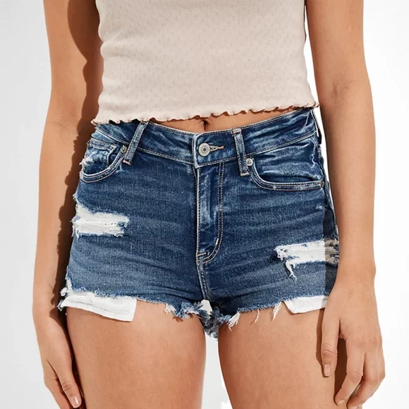 🌟3 For $15 SALE🌟 American Eagle Outfitters High Rise Shortie Destructed Jeans - Picture 6 of 6